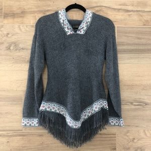 El Inca Alpaca Peruvian Alpaca Wool Knit Sweater Fringe Gray Pattern Size M